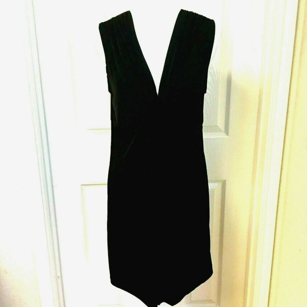 J Valdi Black Stretchy Silky Jersey Dress